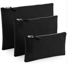  Cotton Canvas Flat Accessory Pouches Black