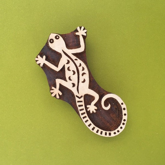 Indian Wooden Printing Block - Large Gecko