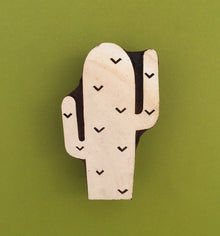  Indian Wooden Printing Block - Large Mexican Cactus